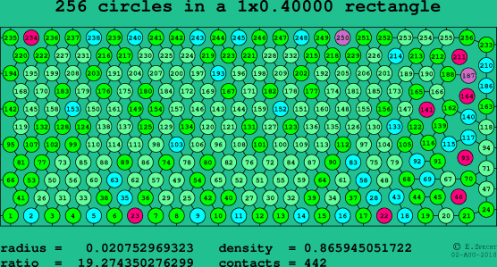256 circles in a rectangle