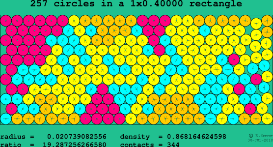 257 circles in a rectangle