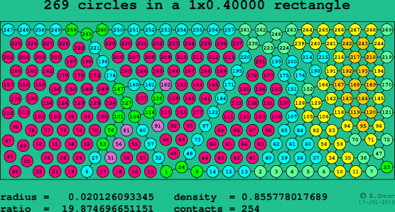 269 circles in a rectangle