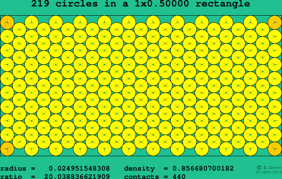 219 circles in a rectangle