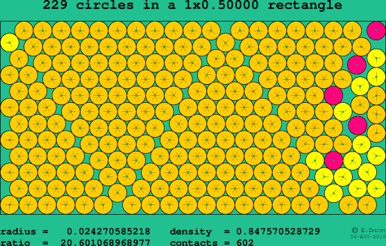 229 circles in a rectangle