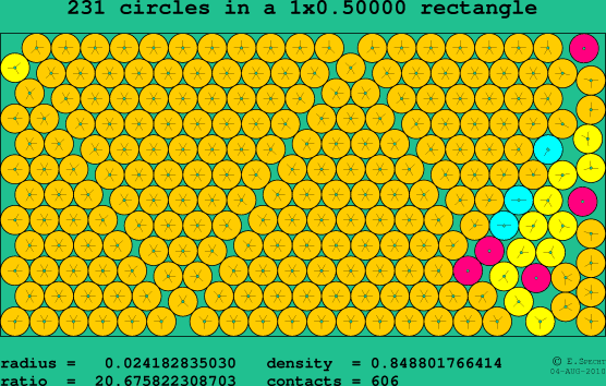231 circles in a rectangle