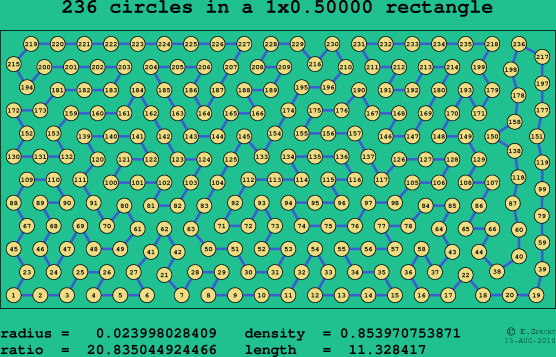 236 circles in a rectangle