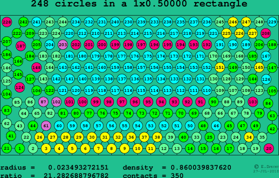 248 circles in a rectangle
