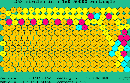 253 circles in a rectangle