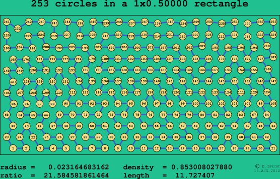 253 circles in a rectangle