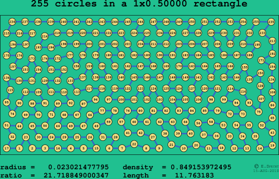 255 circles in a rectangle
