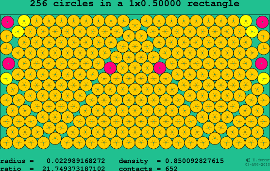 256 circles in a rectangle