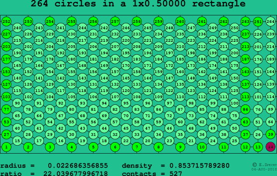 264 circles in a rectangle