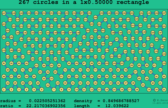 267 circles in a rectangle