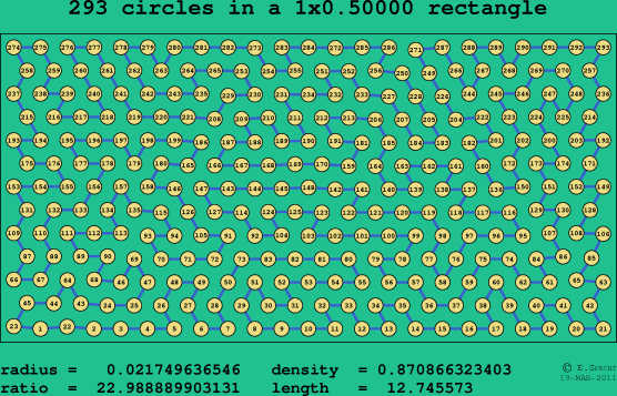 293 circles in a rectangle