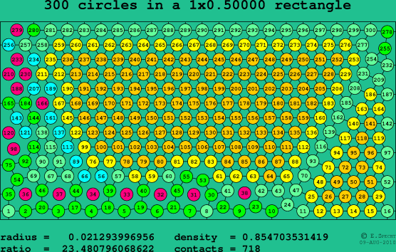 300 circles in a rectangle