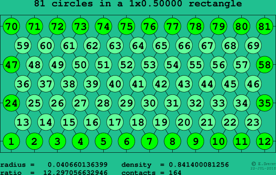 81 circles in a rectangle