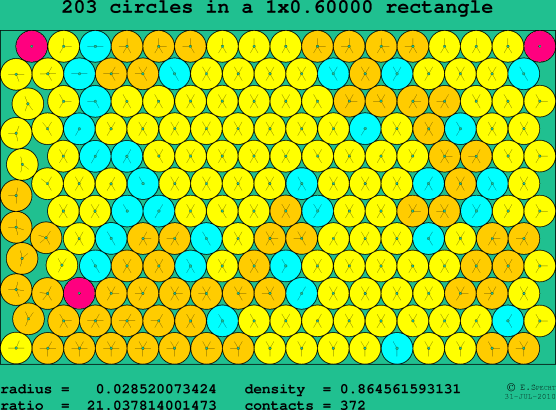 203 circles in a rectangle