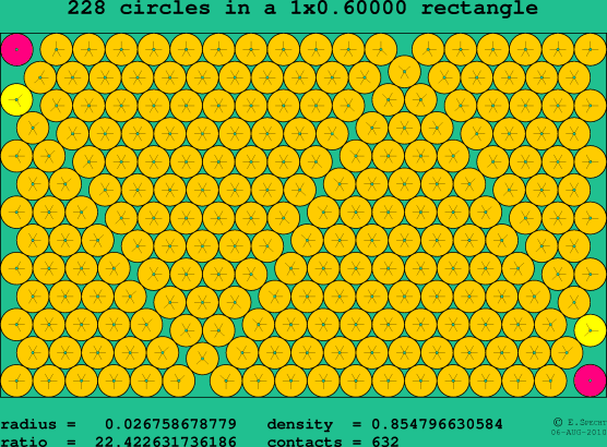 228 circles in a rectangle