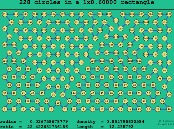 228 circles in a rectangle