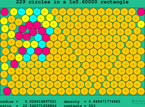 229 circles in a rectangle