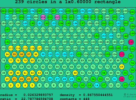 239 circles in a rectangle