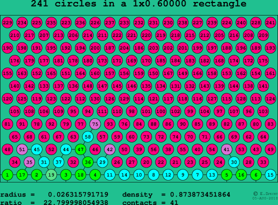 241 circles in a rectangle
