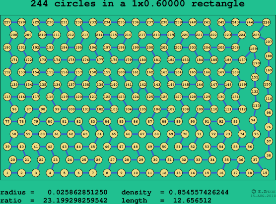 244 circles in a rectangle