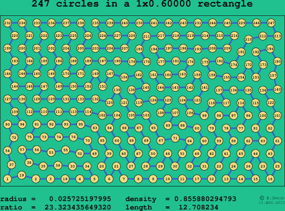 247 circles in a rectangle