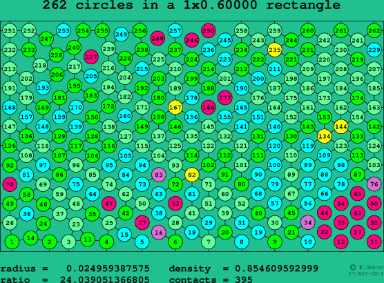 262 circles in a rectangle