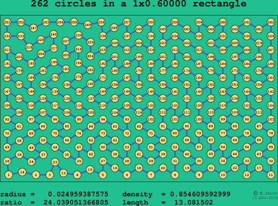 262 circles in a rectangle