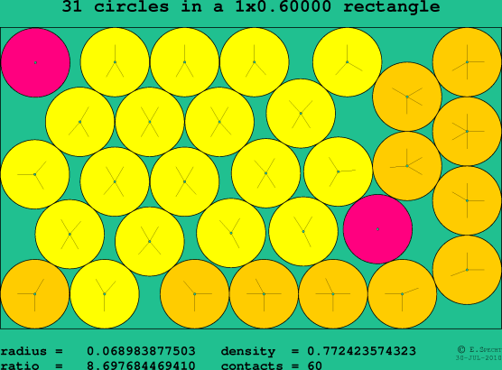31 circles in a rectangle