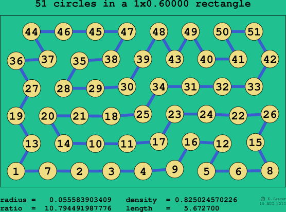 51 circles in a rectangle