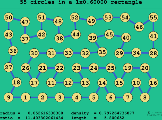 55 circles in a rectangle