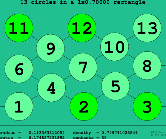 13 circles in a rectangle