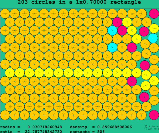 203 circles in a rectangle