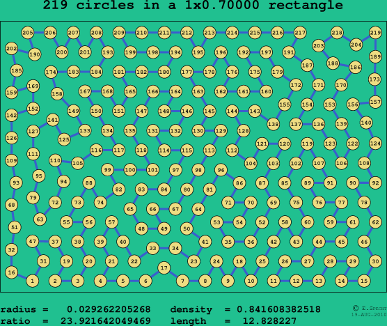 219 circles in a rectangle