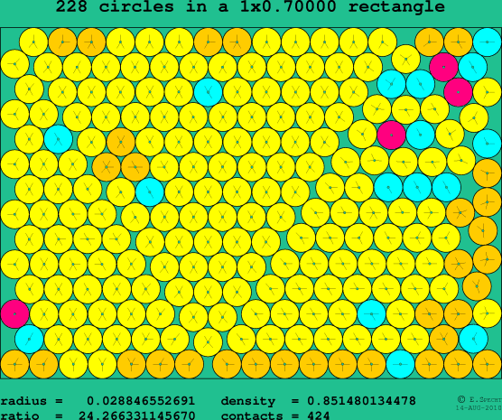 228 circles in a rectangle