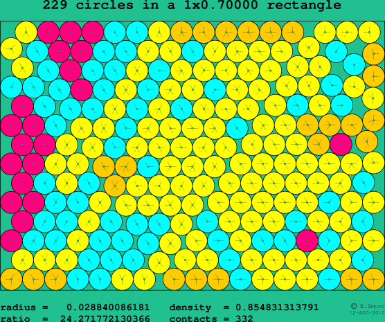 229 circles in a rectangle