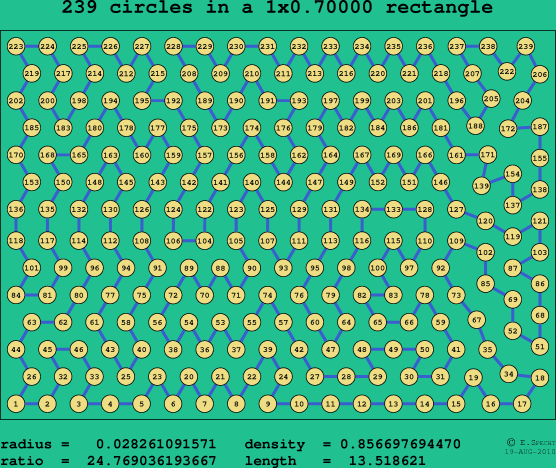 239 circles in a rectangle