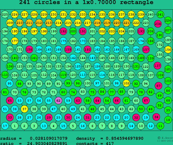 241 circles in a rectangle