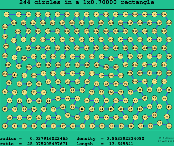 244 circles in a rectangle