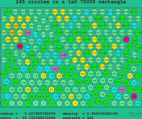 245 circles in a rectangle