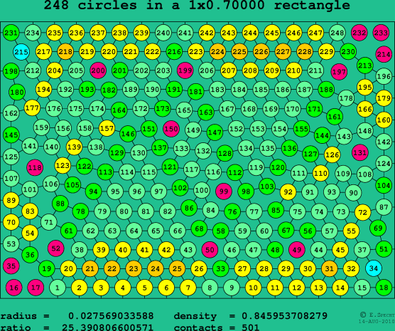 248 circles in a rectangle