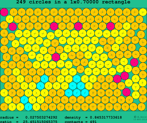 249 circles in a rectangle