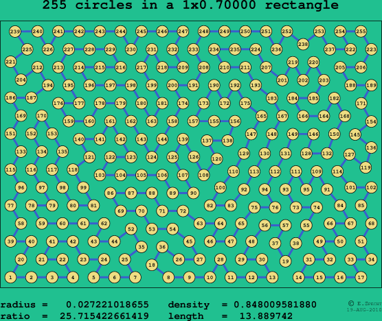 255 circles in a rectangle