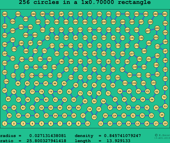 256 circles in a rectangle
