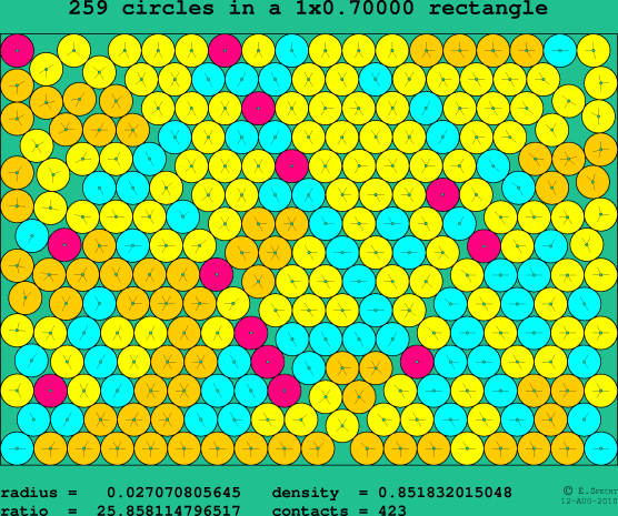 259 circles in a rectangle