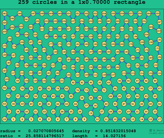 259 circles in a rectangle