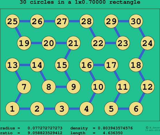 30 circles in a rectangle