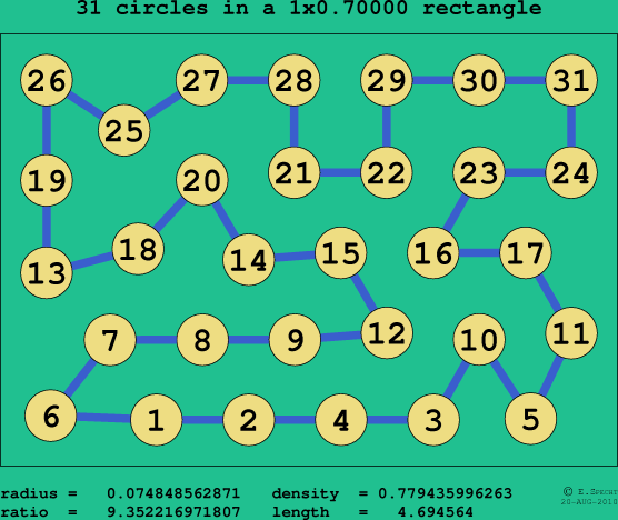 31 circles in a rectangle