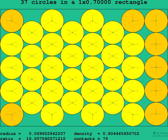 37 circles in a rectangle