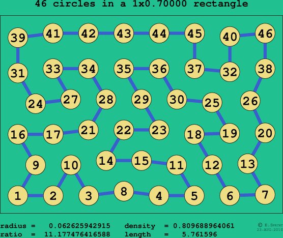 46 circles in a rectangle