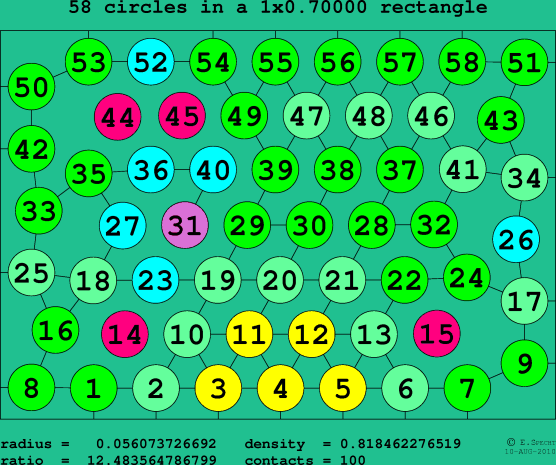 58 circles in a rectangle